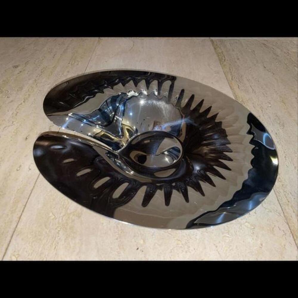 Georg Jensen design Stainless‎ Steel sloped wavy polished Tray 12.25”x11.75”x3”